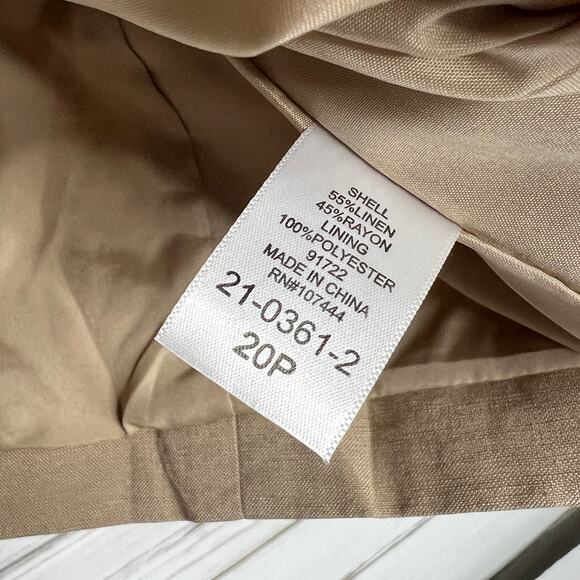 Jessica London Linen Blend Blazer Jacket Tan Plus Size 20 Petite - Picture 5 of 10